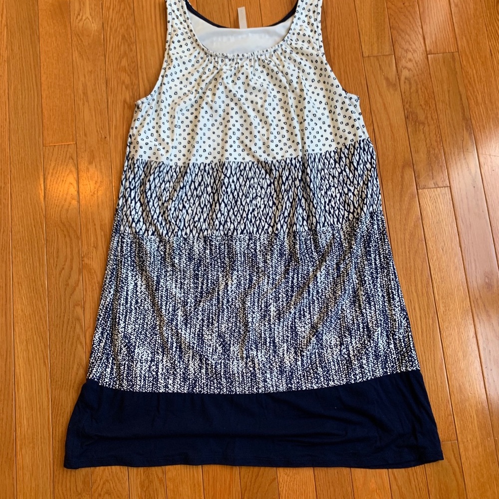 Navy and multi pattern dress